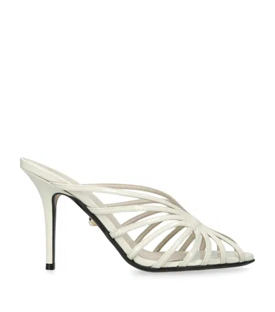 Alevì Patent Leather Diana Heeled Sandals 95 In White