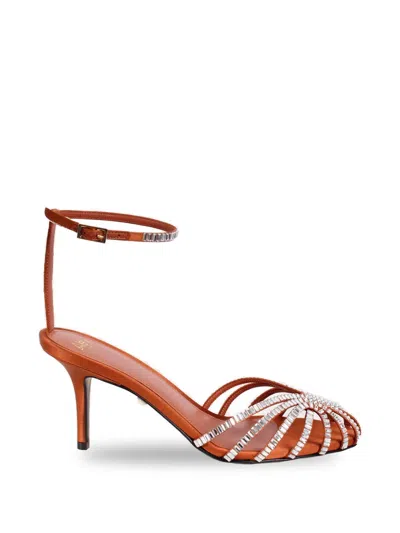 Alevì Penelope 80 Embellished-strap Sandals In Orange