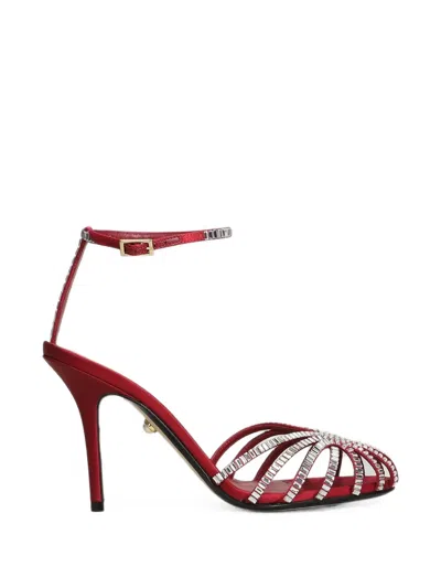 Alevì Penelope Crystal-embellished Cage Sandals In Red