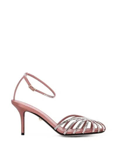 Alevì Penelope Crystal-embellished Silk Sandals In Pink