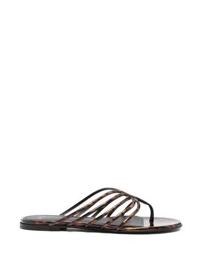 Alevì Printed Flat Sandals In Brown