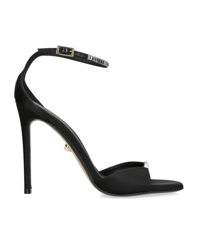 Alevì Satin Ninel Xtal Heeled Sandals 110 In Black