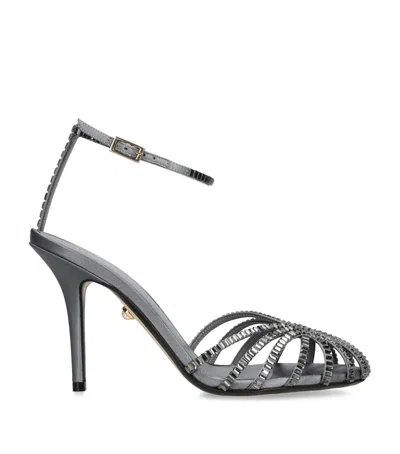 Alevì Satin Penelope Xtal Heeled Sandals 95 In Animal Print