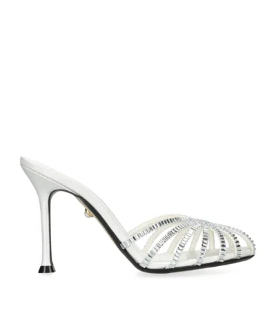 Alevì Satin Soraya Heeled Mules 95 In 白色