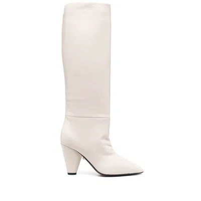 Alevì Knee-length 100mm Cone-heel Boots In Neutrals