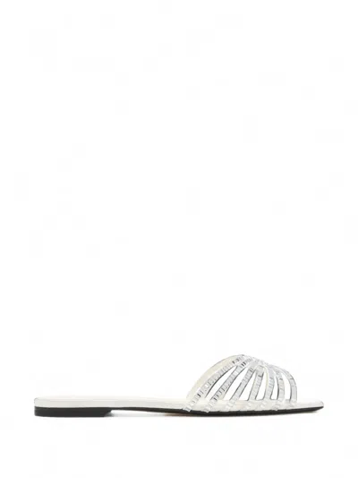 Alevì Sole Crystal-embellished Flat Sandals In White