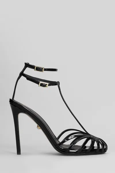Alevì Stella 110 Sandals In Black Patent Leather