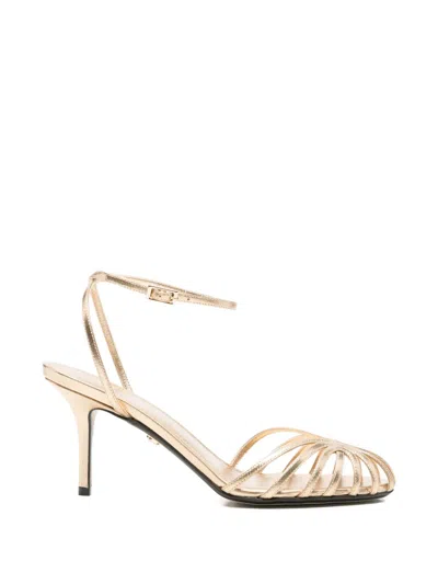 Alevì Strappy Caged Sandals In Gold
