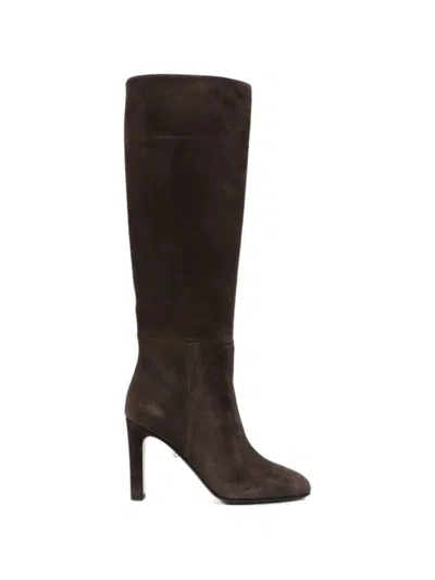 Alevì Suede High-heel Boots In Brown