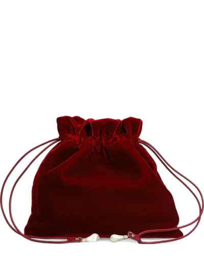 Alevì Velvet Drawstring Pouch In Red