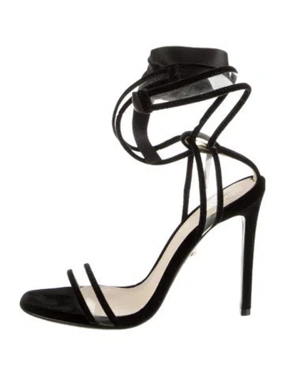 Pre-owned Alevì Velvet Sandals In Black