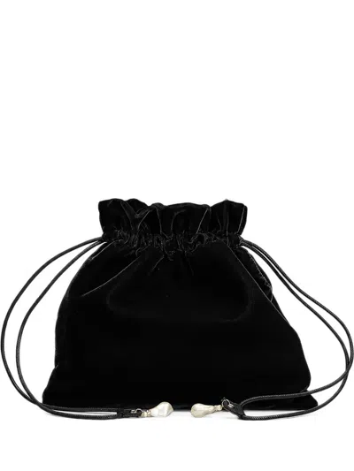 Alevì Velvet-finish Drawstring Clutch Bag In Orange