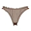 Alevy Studios Women's The Ruffle Thong — Brown In Green
