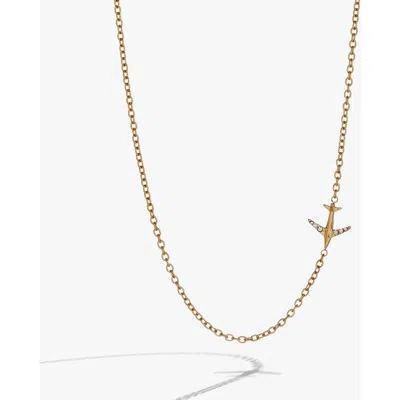 Alex And Ani Airplane Inline Necklace In Gold