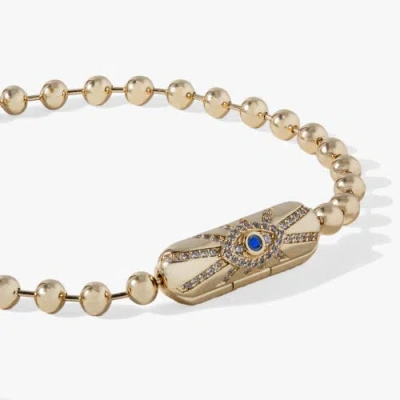 Alex And Ani Ball Chain Barrel Closure Bracelet With Evil Eye In Gold
