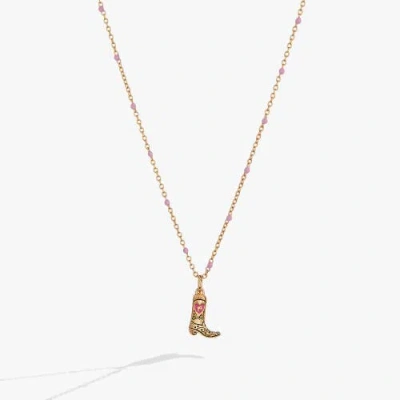 Alex And Ani Barbie Cowboy Boot Pendant Necklace In Gold