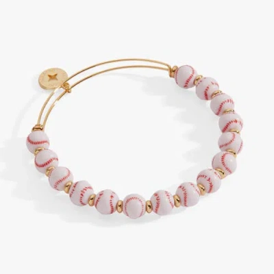 Alex And Ani Baseball Beaded Bangle In Gold