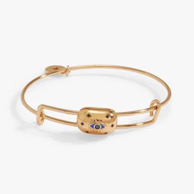 Alex And Ani Blue Aventurine Evil Eye Slider Bead Bangle In Gold