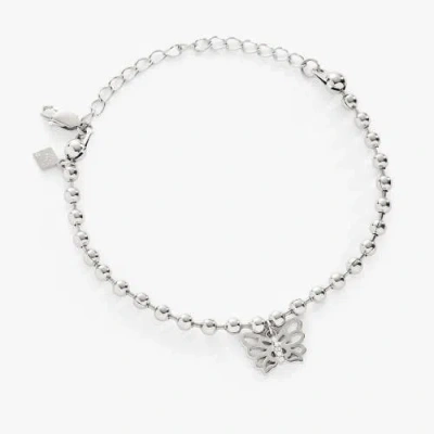 Alex And Ani Butterfly Ball Chain Bracelet In White