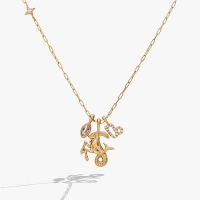 Alex And Ani Capricorn Zodiac Charm Cluster Necklace In Gold