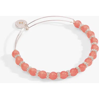 Alex And Ani Cherry Quartz Beaded Charm Bangle In Gold