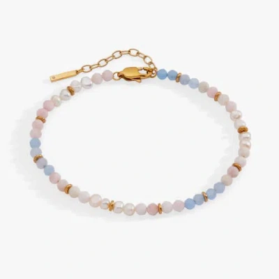 Alex And Ani Clear Quartz Semi-precious Beaded Anklet In Multi