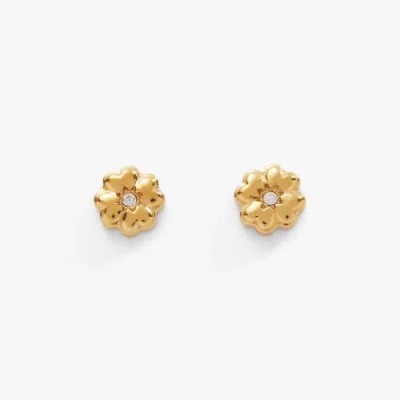 Alex And Ani Clover Mini Stud Earrings In Gold