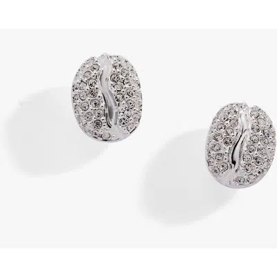 Alex And Ani Coffee Bean Pave Crystal Stud Earrings In Metallic