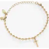Alex And Ani Cross Ball Chain Bracelet In Gold
