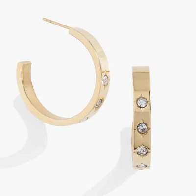 Alex And Ani Crystal Accent Hoop Earrings In Gold