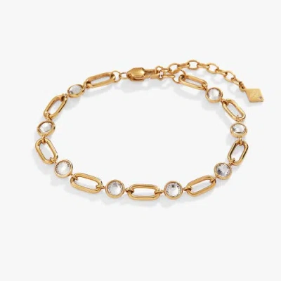 Alex And Ani Crystal And Paperclip  Chain Bracelet In Gold