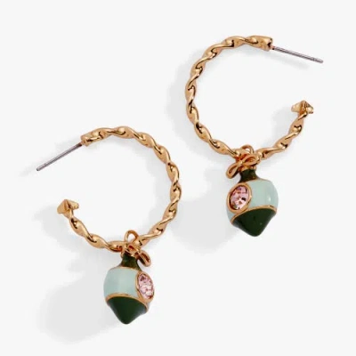 Alex And Ani Crystal Bow & Ornament Twisted Hoop Earrings In Gold