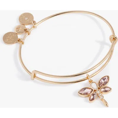 Alex And Ani Crystal Dragonfly Bangle In Gold