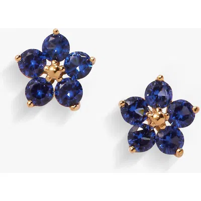 Alex And Ani Crystal Forget-me-not Flower Earrings In Blue