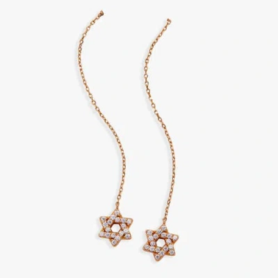 Alex And Ani Delicate Pave Star Of David Threader Earrings In Gold