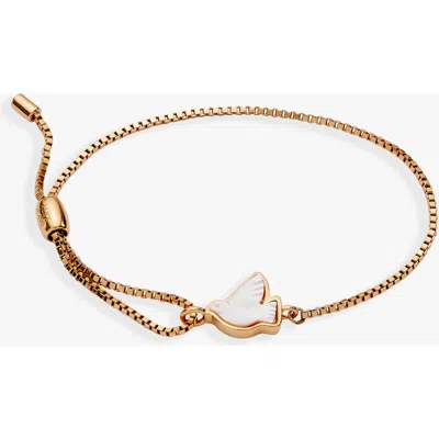 Alex And Ani Dove 'peace' Mother Of Pearl Pull Chain Bracelet In Gold