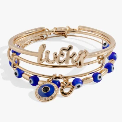 Alex And Ani Evil Eye Bangle Bracelet Set Of 3 In Gold