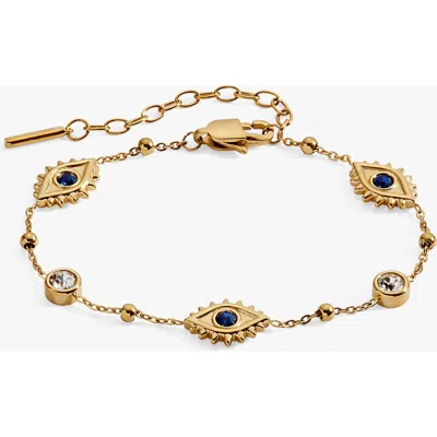 Alex And Ani Evil Eye Crystal Stone Chain Bracelet In Neutral