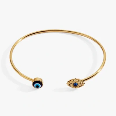 Alex And Ani Evil Eye Flex Cuff In Gold