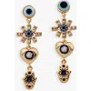 Alex And Ani Evil Eye Linear Earring In Gold