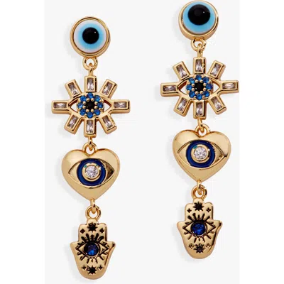 Alex And Ani Evil Eye Linear Earring In Gold