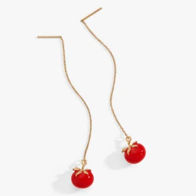 Alex And Ani Farmers' Market Tomato Threader Earrings In Gold