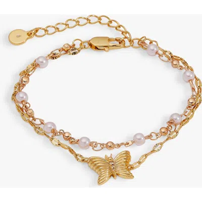 Alex And Ani Festival 2 Strand Butterfly Bracelet In Gold