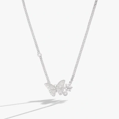 Alex And Ani Glass Butterfly Inline Necklace In White