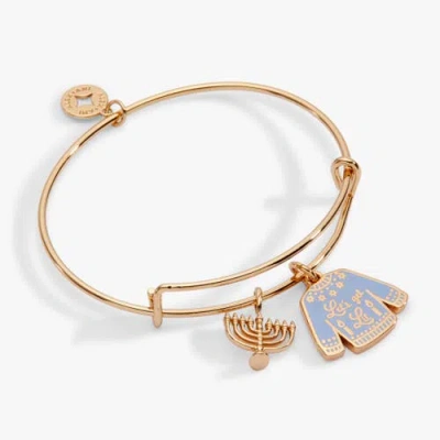 Alex And Ani Hanukkah 'let's Get Lit" Ugly Sweater Bangle Bracelet In Gold