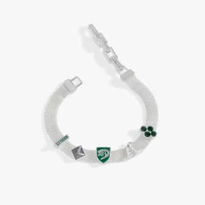 Alex And Ani Harry Potter Slytherin Mesh Charm Bracelet In Silver