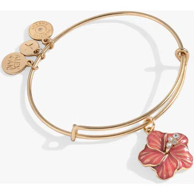 Alex And Ani Hibiscus Charm Bangle In Gold