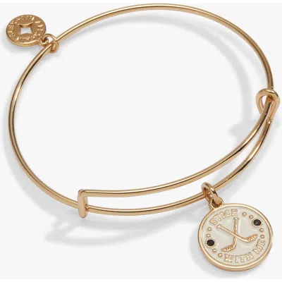 Alex And Ani Hockey "stick With Me" Charm Bangle In Gold