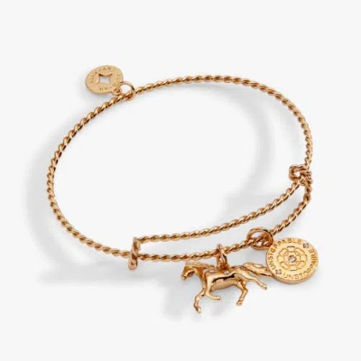 Alex And Ani Horse Rope Textured Charm Bangle Bracelet In Gold