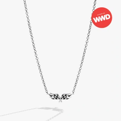 Alex And Ani Hot Wheels Checkered Flag Necklace In Silver